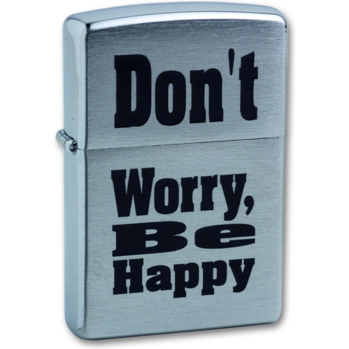 Зажигалка Zippo Don't Worry, Brushed Chrome, серебристая